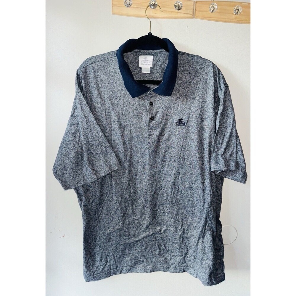 Pebble Beach Men's XXL Performance Polo Golf Shirt Grey/ Navy